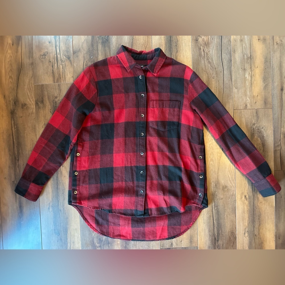 Madewell Buffalo Plaid Flannel Shirt XXS • Side Button Nursing Friendly